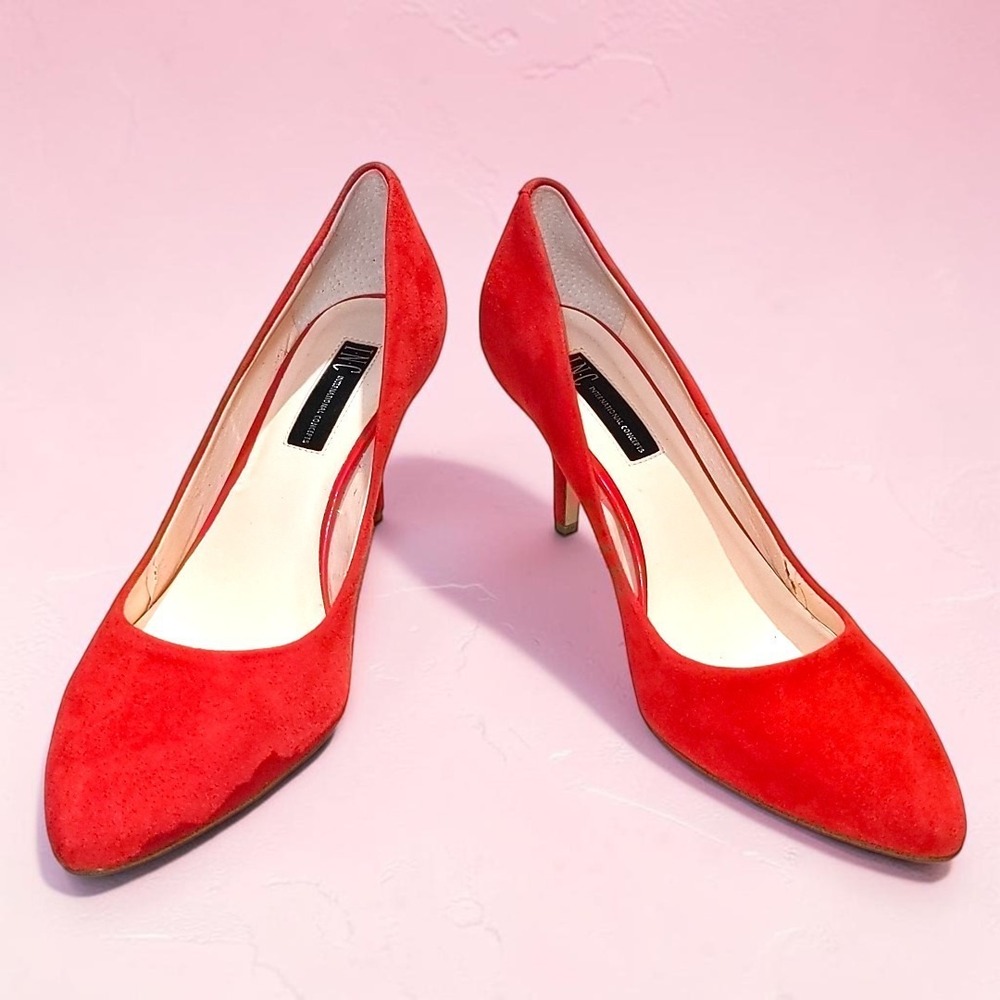 INC International Concepts Zitah Red Suede Pumps 8.5 M Womens Stiletto Heel